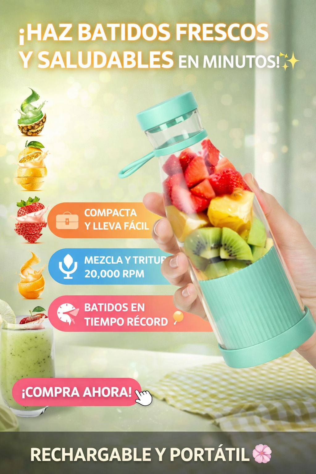 Mini Licuadora De Vaso Portatil