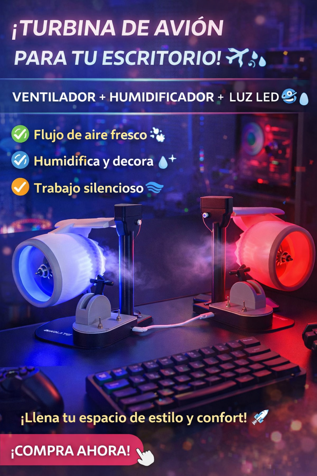 Ventilador USB JetFan + Humidificador
